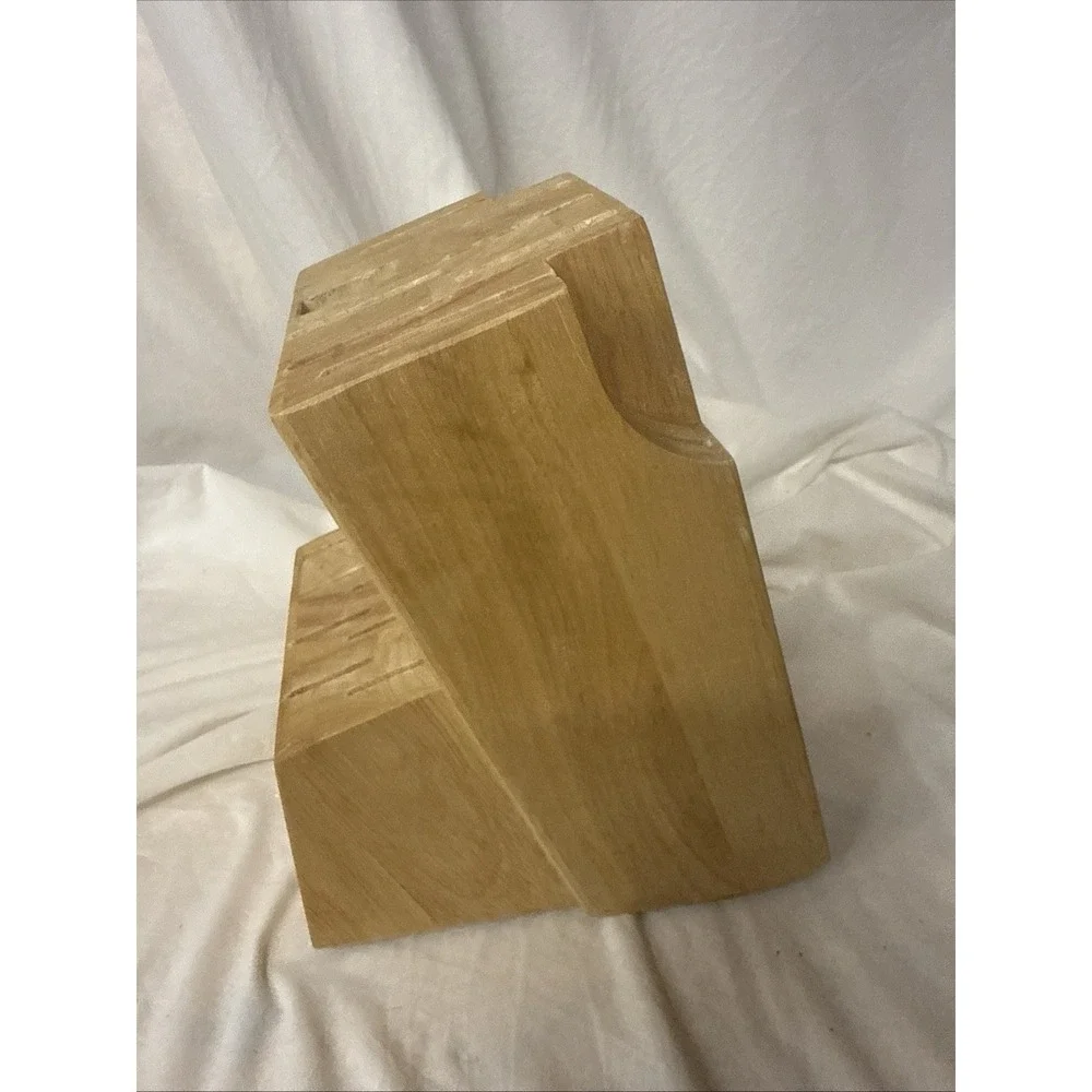 Miracle Blade III 5 Pc Knife Chop Carve Cheese Rock Filet 17 Slot Wood Block Lot